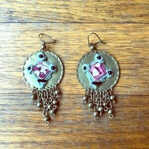 Gold Plated Round Dropping Earrings